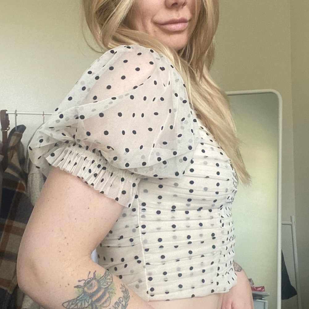 H&M Puff Sleeve Polka Dot Blouse